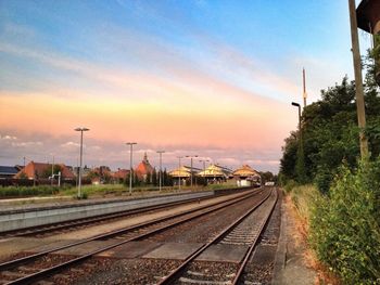 Railroad track at sunset