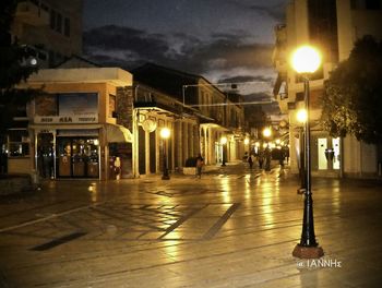 Illuminated street light at night