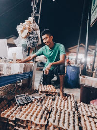 The smile of an egg seller