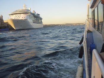 View of boats in calm sea