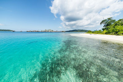 Scenic view of sea against cloudy sky