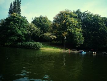 Scenic view of river and trees against sky