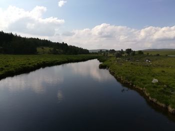 Scenic view of lake against sky