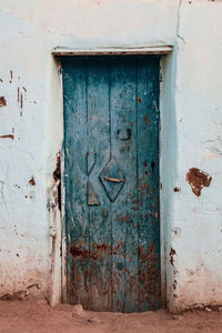 Closed door of old house