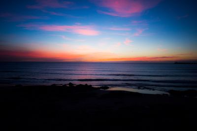 Scenic view of sea at sunset