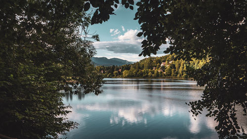 Scenic view of lake against sky