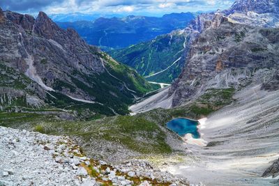 Scenic view of mountains and valley