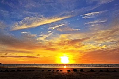 Scenic view of sea at sunset