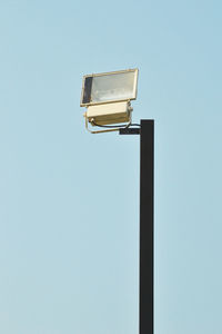 Low angle view of street light against clear sky