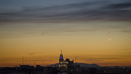 View of city at sunset