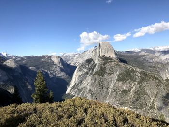 Panoramic view of mountain range against sky