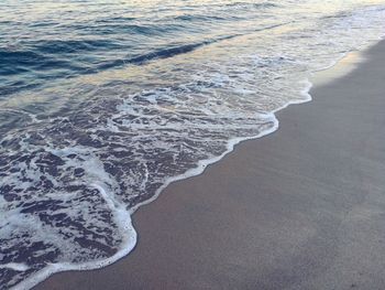 High angle view of sand at beach