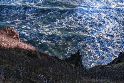 High angle view of beach