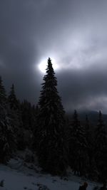 Snow covered mountain against cloudy sky