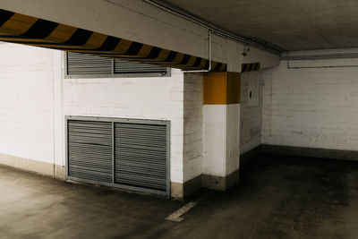 Interior of empty parking lot