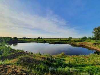 Scenic view of lake against sky