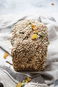 High angle view of bread on table