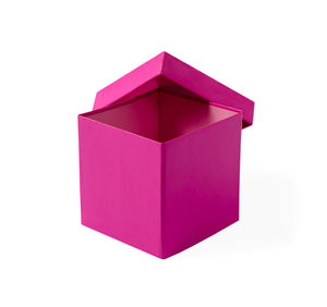 Close-up of pink box against white background