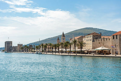 Townscape of beautiful seaside town of trogir in croatia