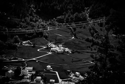 High angle view of people on landscape