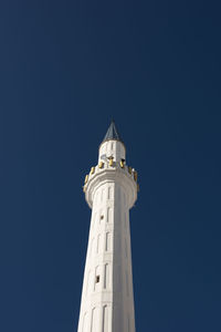 Low angle view of lighthouse against clear sky