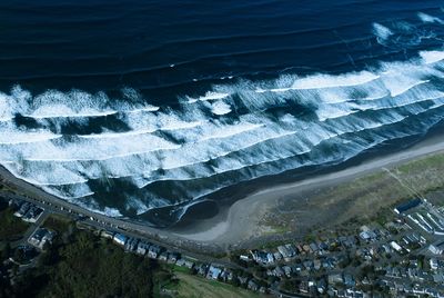 High angle view of sea against sky