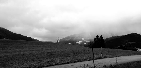 Panoramic view of landscape and mountains against sky