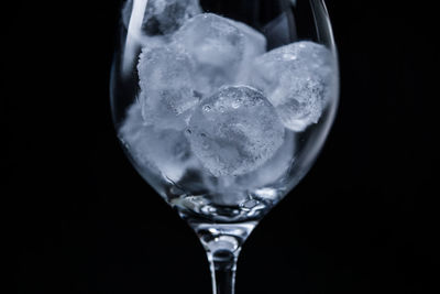 Close-up of ice cubes in glass