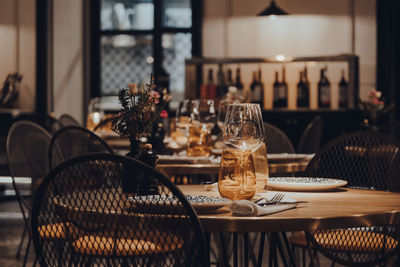 Table and chairs in restaurant