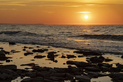 Scenic view of sea against sky during sunset