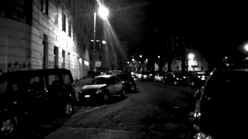 Traffic on street at night