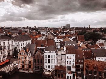 High angle view of townscape against sky