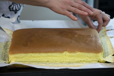 Close-up of person preparing food
