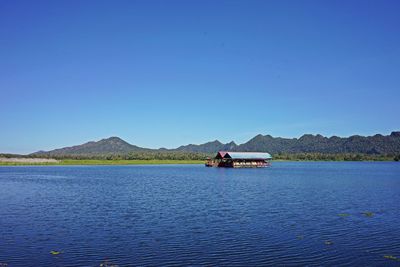 Scenic view of lake against clear sky