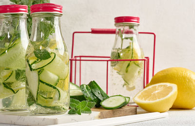 High angle view of food on table