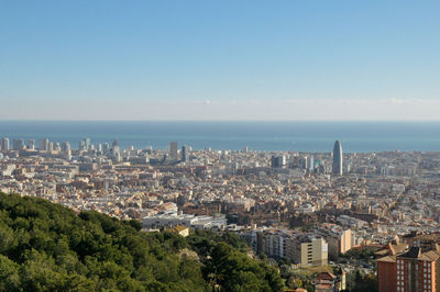 High angle view of city at waterfront