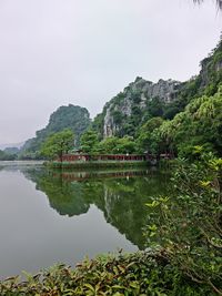 Scenic view of lake against clear sky