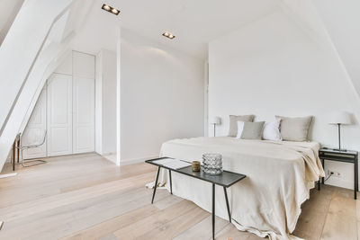 Interior of bed in bedroom