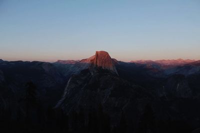 View of mountain range at sunset