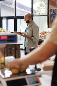 Business colleagues working at table