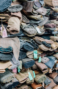 Full frame shot of clothes on shelves at market