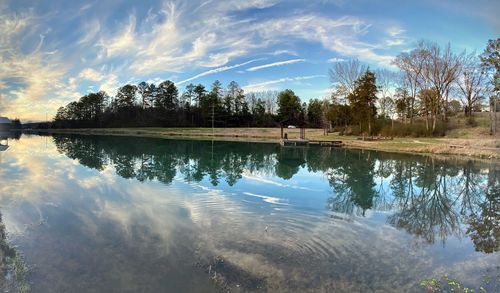 Scenic view of lake against sky