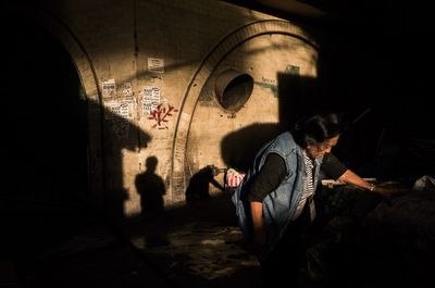 Man standing in corridor