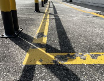 High angle view of marking on road