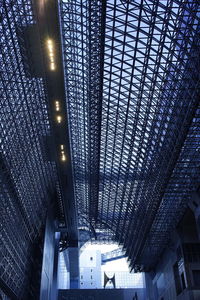 Low angle view of illuminated ceiling at night