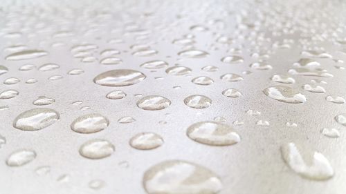 Full frame shot of raindrops on glass