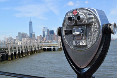 Coin-operated binoculars at observation point in manhattan