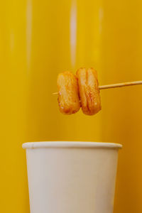 Close-up of street food meal in glass