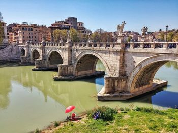 Arch bridge over river