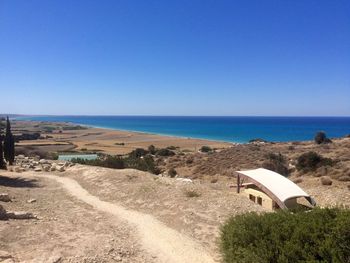 Scenic view of sea against clear sky